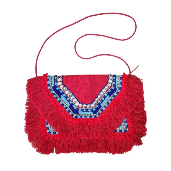 SHASHI Elaine Boho Crossbody Bag Shoulder Pink